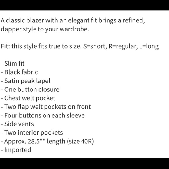 Savile Row Co black one button slim fit blazer 40R - Picture 6 of 6